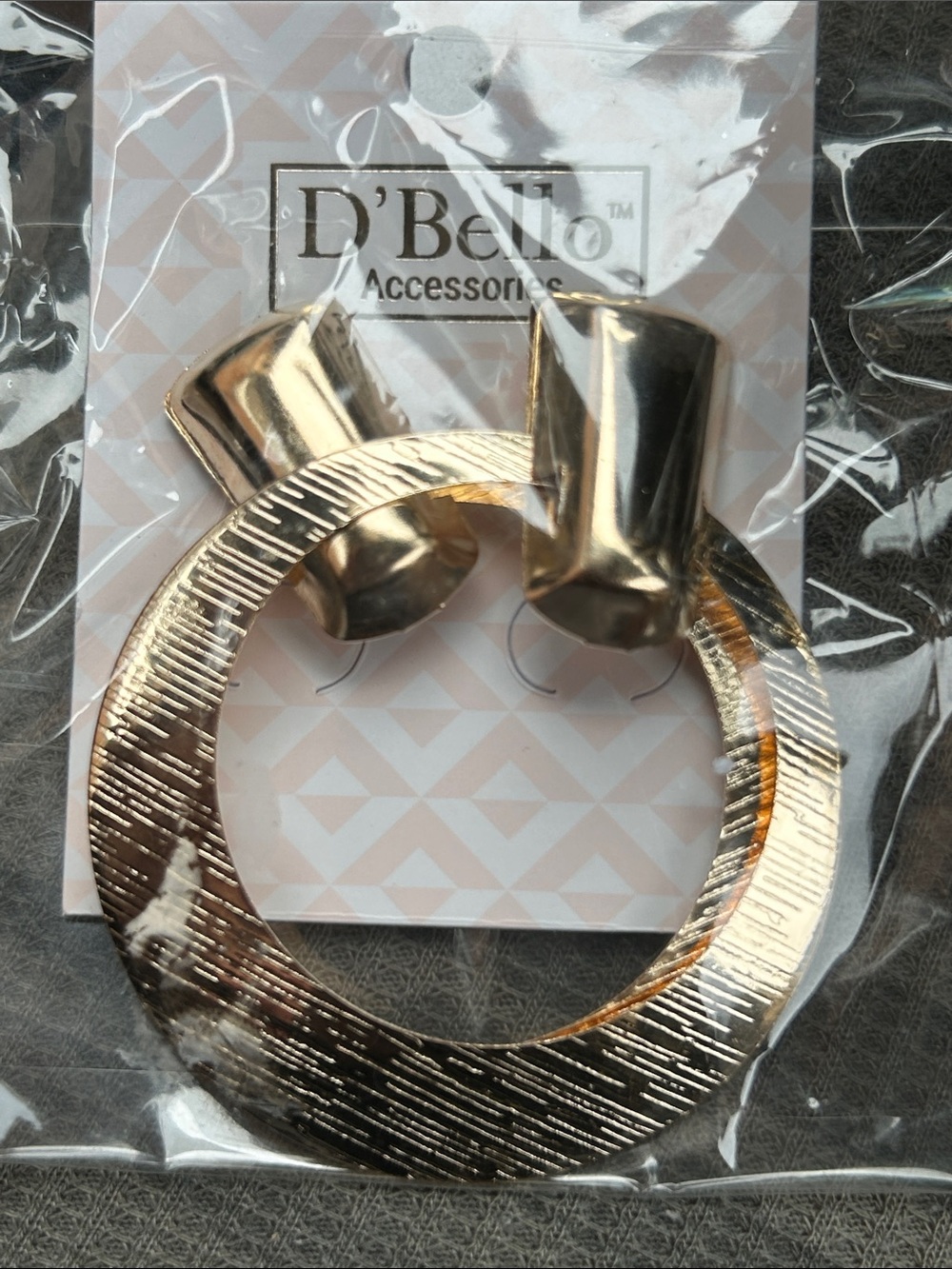 D’ Bello Gold Textures Hoop Earrings NWT